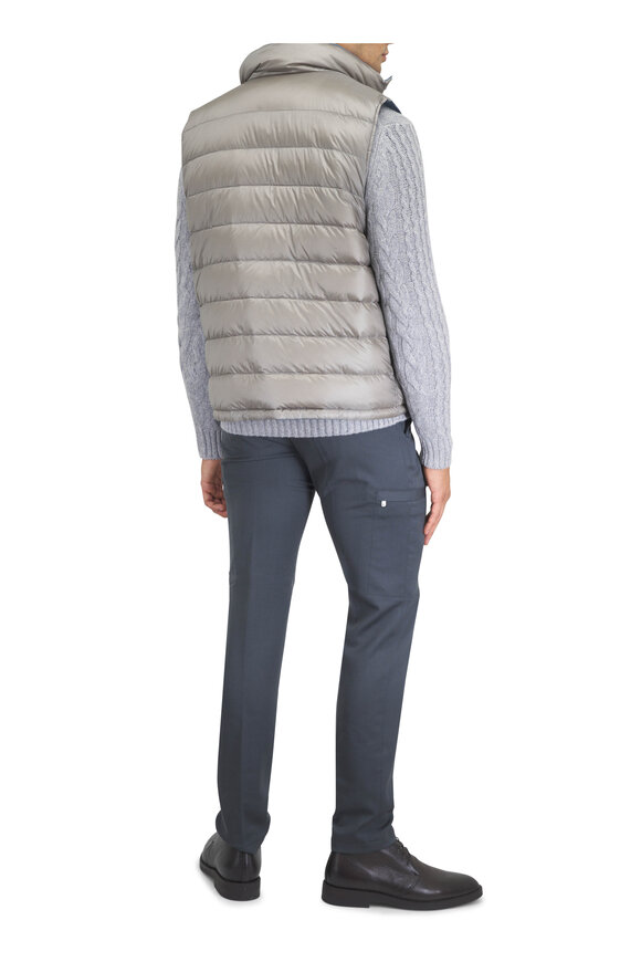 Kinross Gray Cable Knit Cashmere Quarter Zip Sweater - view 4