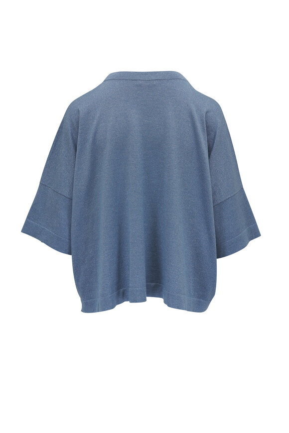 Brunello Cucinelli - Alpine Blue Metallic Crop Sweater