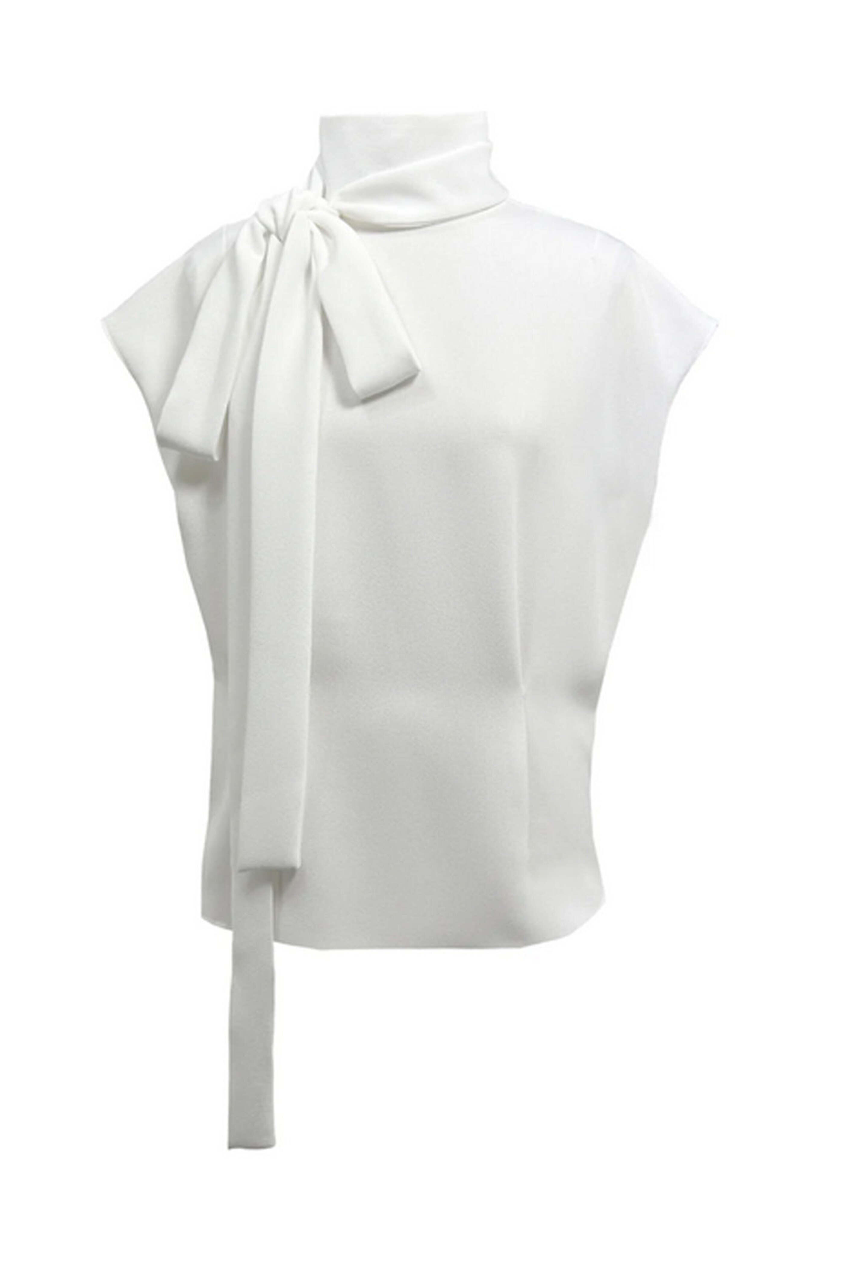 Edeline Lee - Ivory Tie Neck Blouse