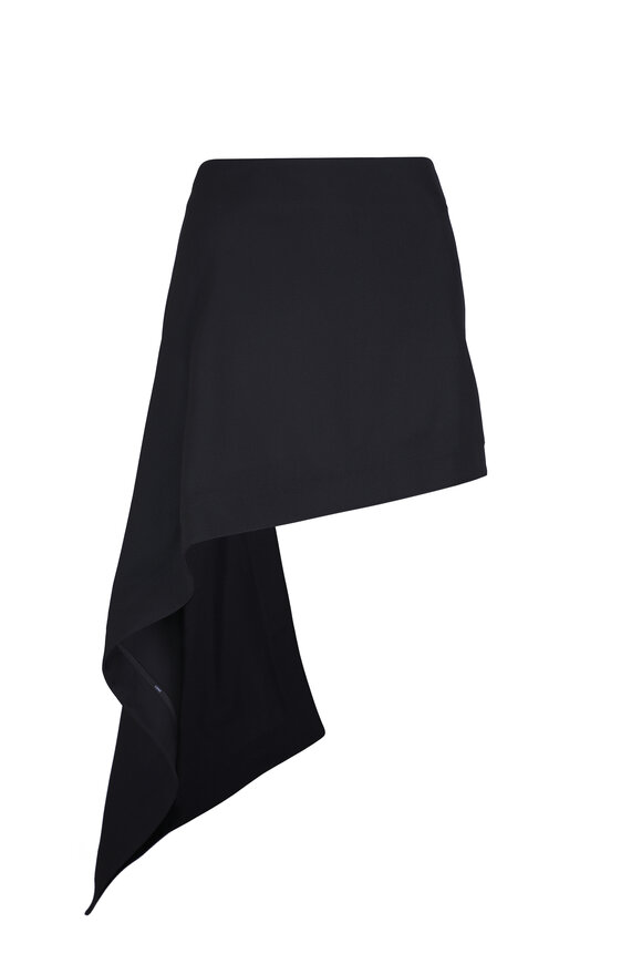 Loewe Black Wool Asymmetrical Mini Skirt