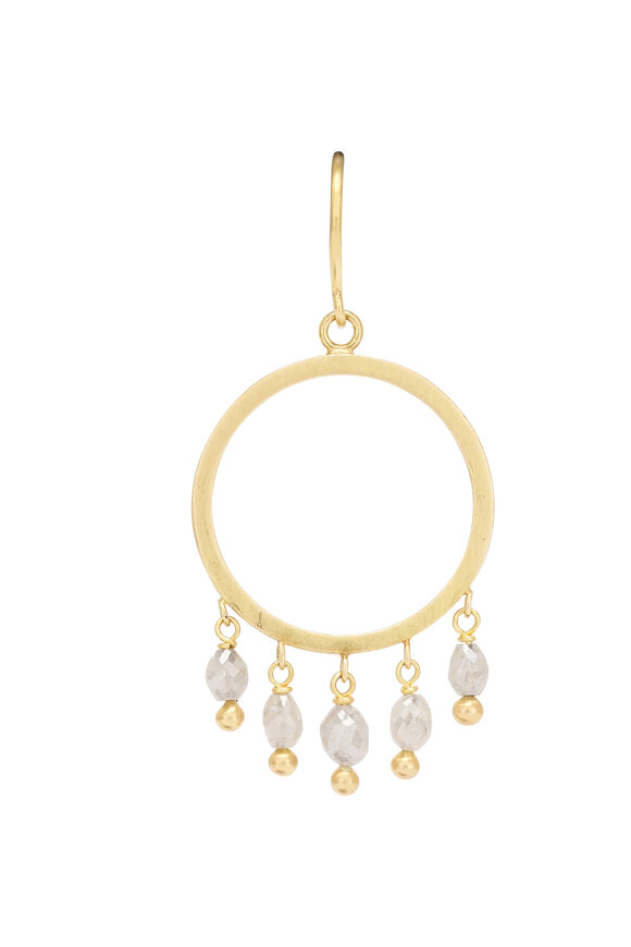 Caroline Ellen 18k Yellow Gold Circle Gray Diamond Earring - view 2