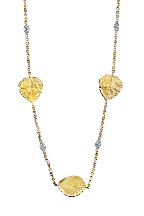 Aaron Henry 18k Gold Aspen Leaf Necklace
