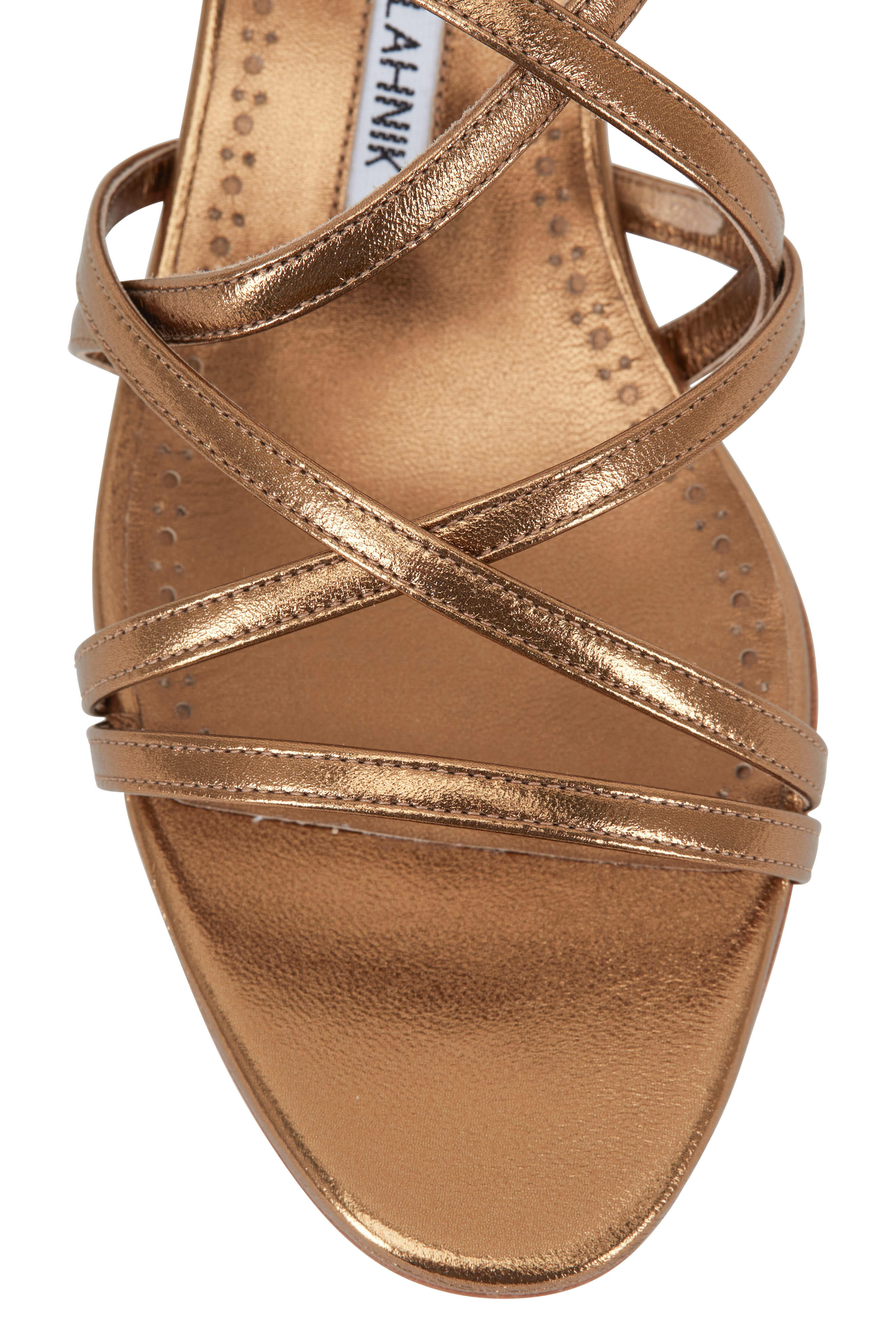 Manolo Blahnik Lupita Bronze Strappy Sandal 30mm