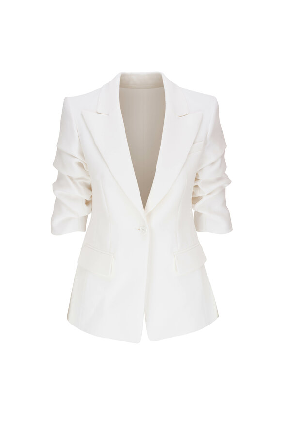 Michael Kors Collection Cate Optic White Crushed Sleeve Blazer 