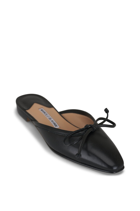 Manolo Blahnik Ballerimu Black Leather Mule 