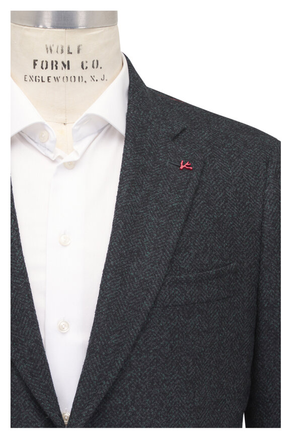 Isaia Green & Navy Boucle Sportcoat