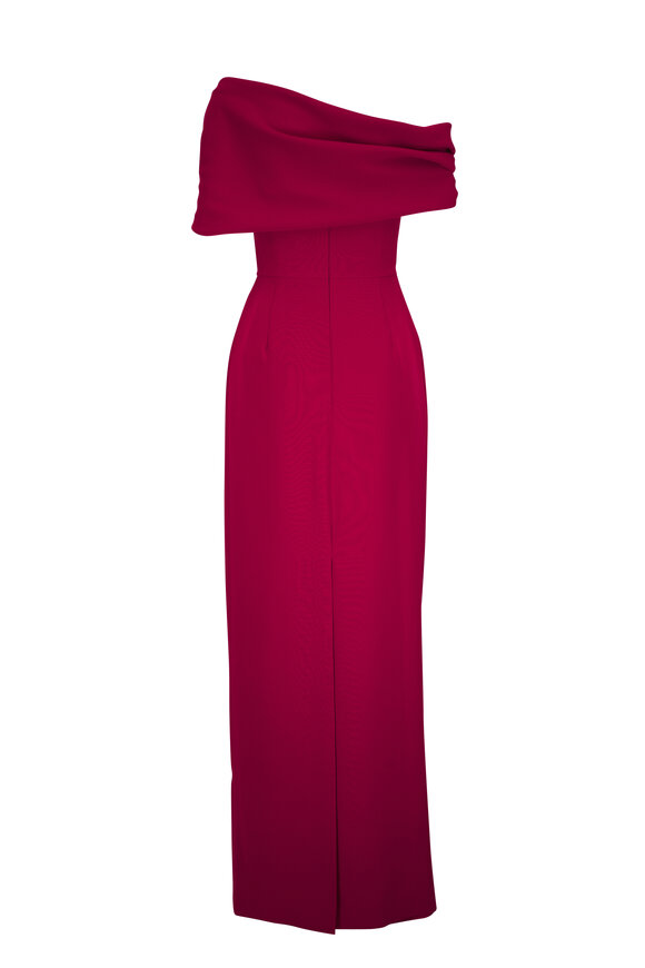 Carolina Herrera - Current Draped Off-The-Shoulder Column Gown