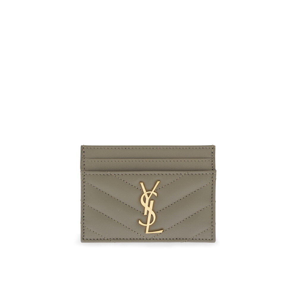 Saint Laurent - Strong Moss Quilted Leather Logo Card Case
