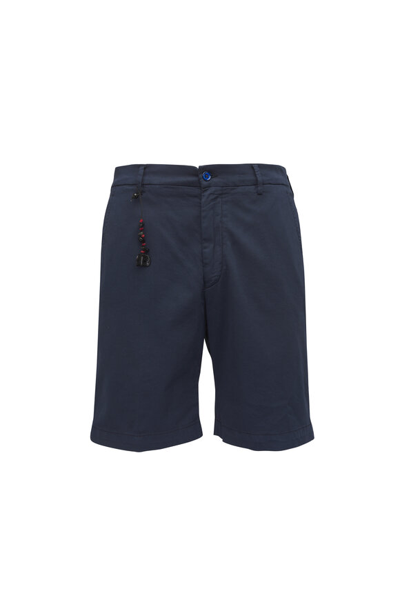 Marco Pescarolo Ieranto Navy Blue Stretch Cotton & Silk Shorts