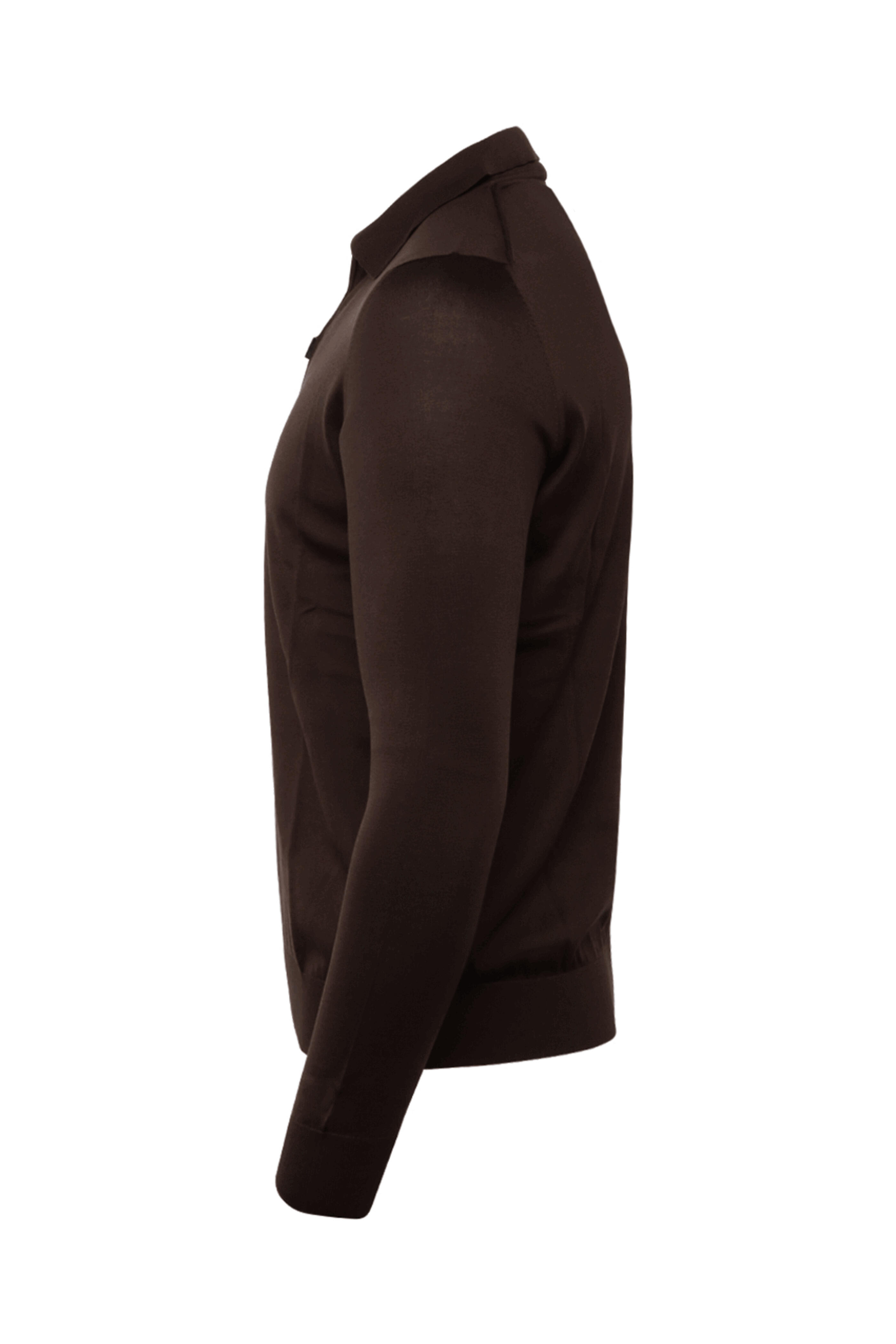 Colombo - Chocolate Silk Long Sleeve Polo