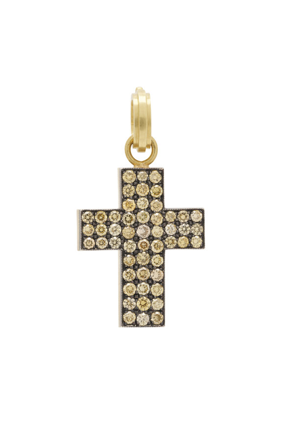 Sylva & Cie Yellow Diamond Cross Pendant