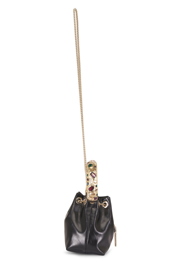 Jimmy Choo Bon Bon Biker Black & Gold Leather Top Handle Bag - view 4