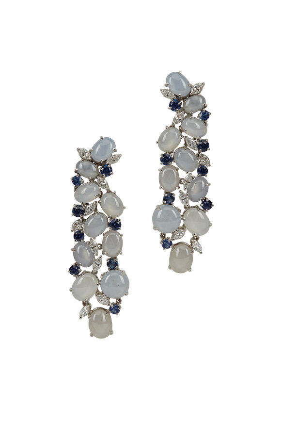 Oscar Heyman - Platinum Star Sapphire Diamond Earrings