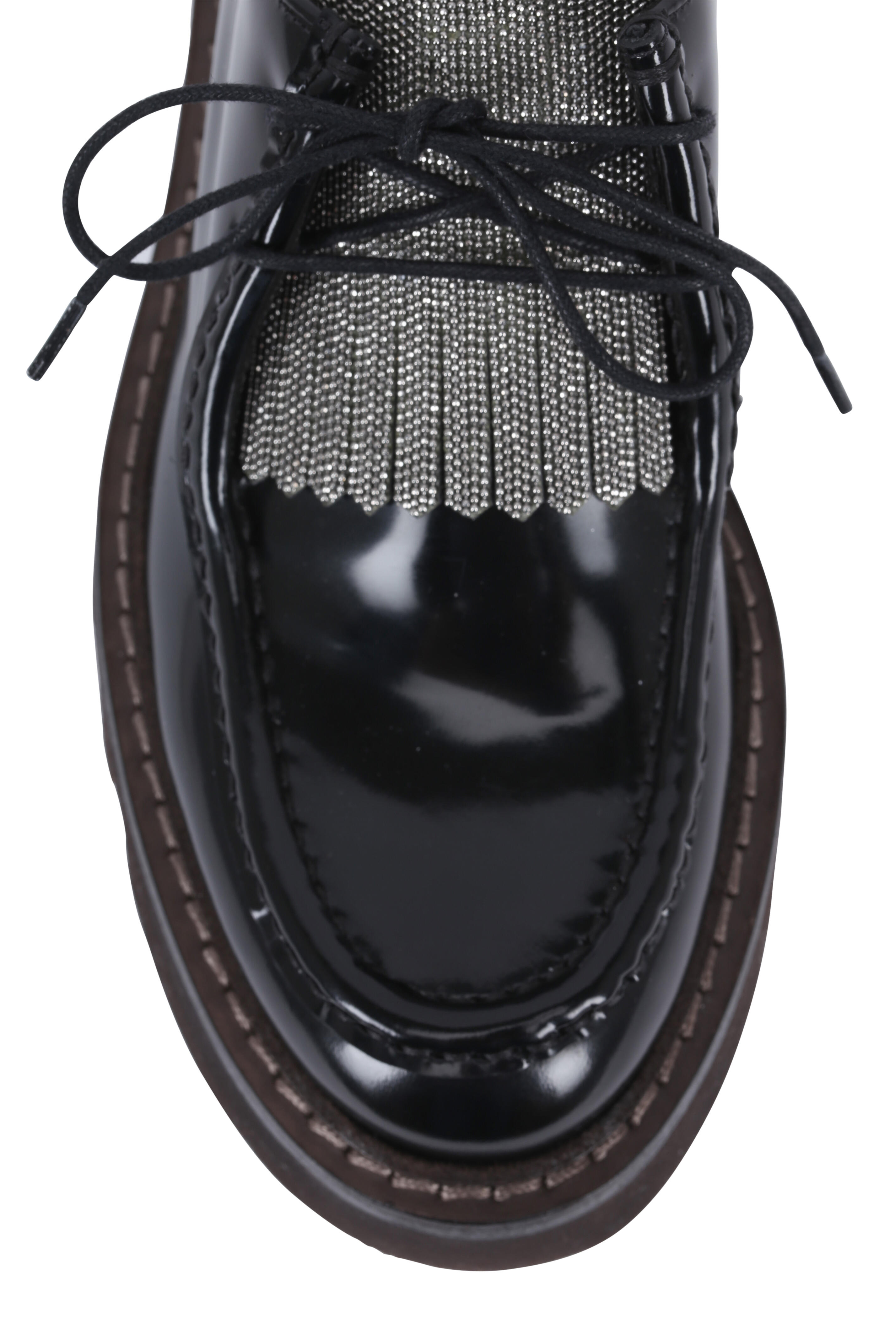 BRUNELLO CUCINELLI モニーレブラック Brunello Cucinelli - Black Spazolatto Monili Kiltie Doc Loafer