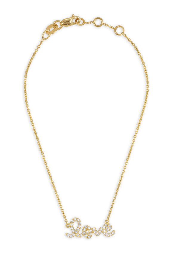 Sydney Evan 14k Yellow Gold Mini Micro Pave "Love" Bracelet - view 1