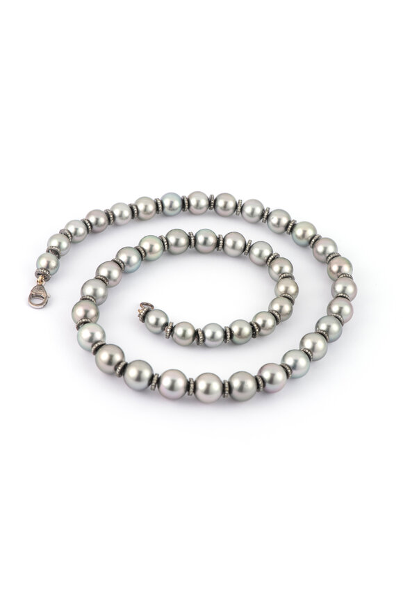 Sylva & Cie Sterling Silver Pearl & Diamond Necklace - view 1