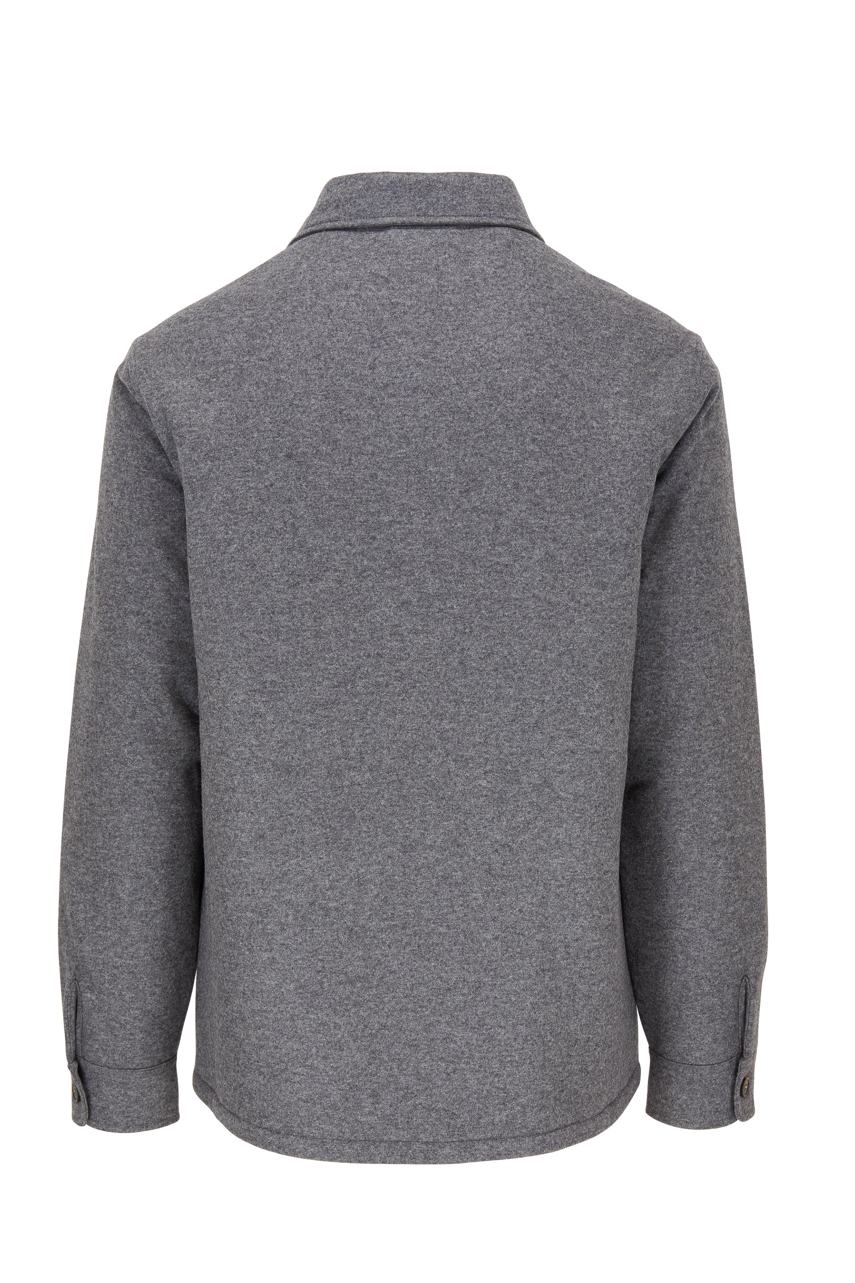 Loro Piana - Gray Melange Cashmere Overshirt | Mitchell Stores