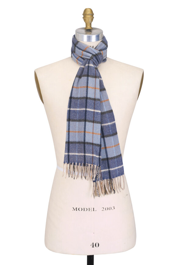 Chelsey Imports Blue Plaid Cashmere Scarf - view 1