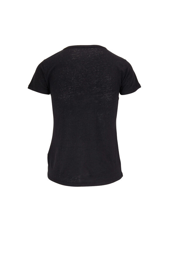 Majestic - Black Stretch Linen T-Shirt