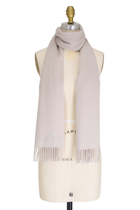 Gucci - Light Gray GG Jacquard Stud Embellished Wool Scarf