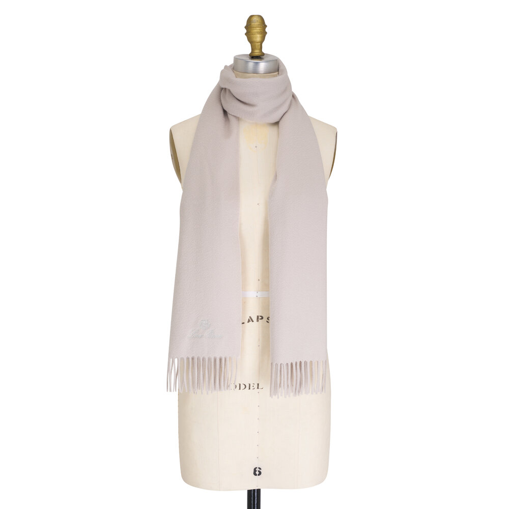 Loro Piana 【100%カシミヤ・オペラ ストール・ ライトベージュ】 Loro Piana - Sciarpa Grande Unita Gray Scarf | Mitchell Stores