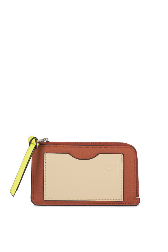 Loewe Brown & Taupe Leather Coin Cardholder - view 1