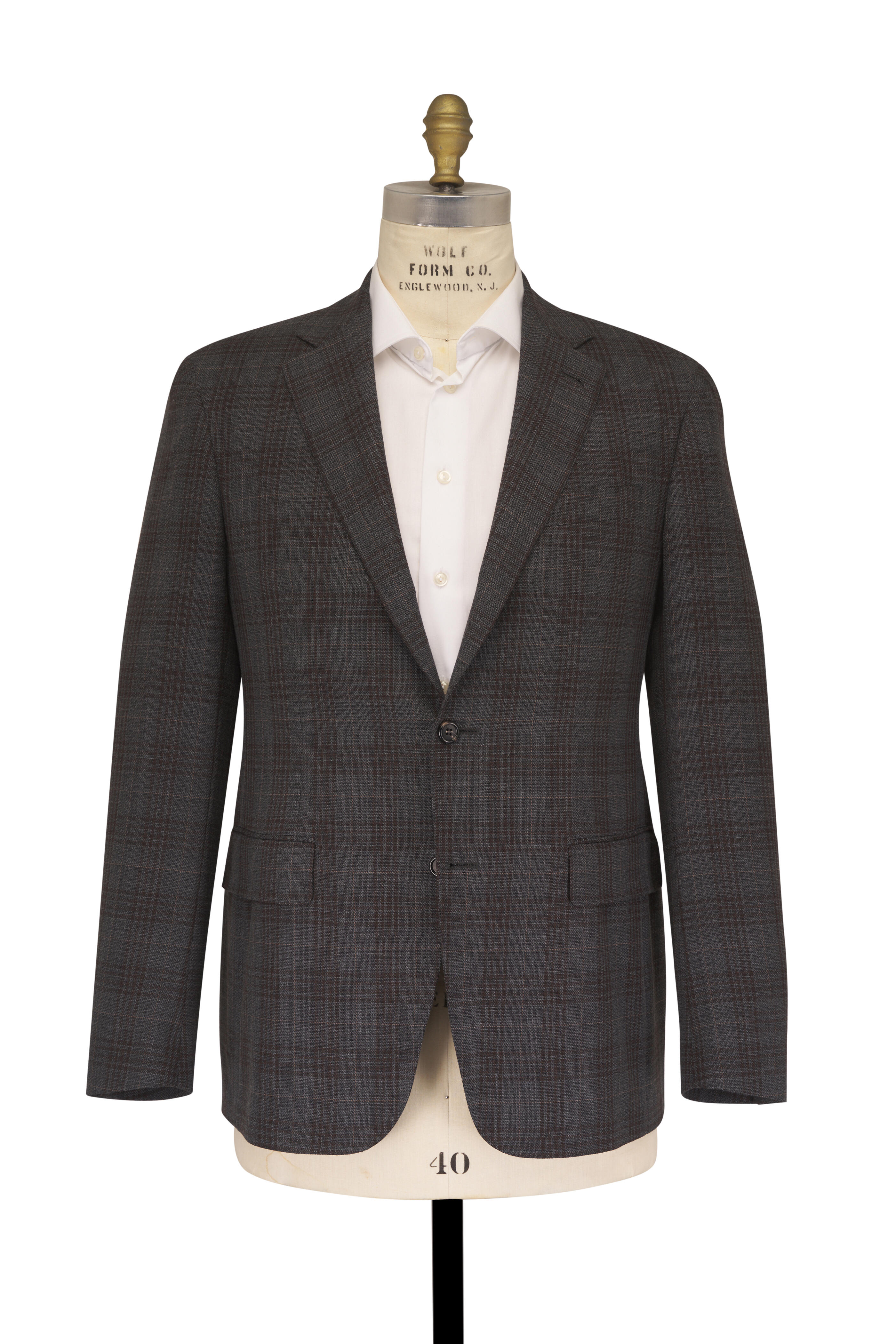 Canali - Gray & Brown Plaid Wool Sportcoat - view 4