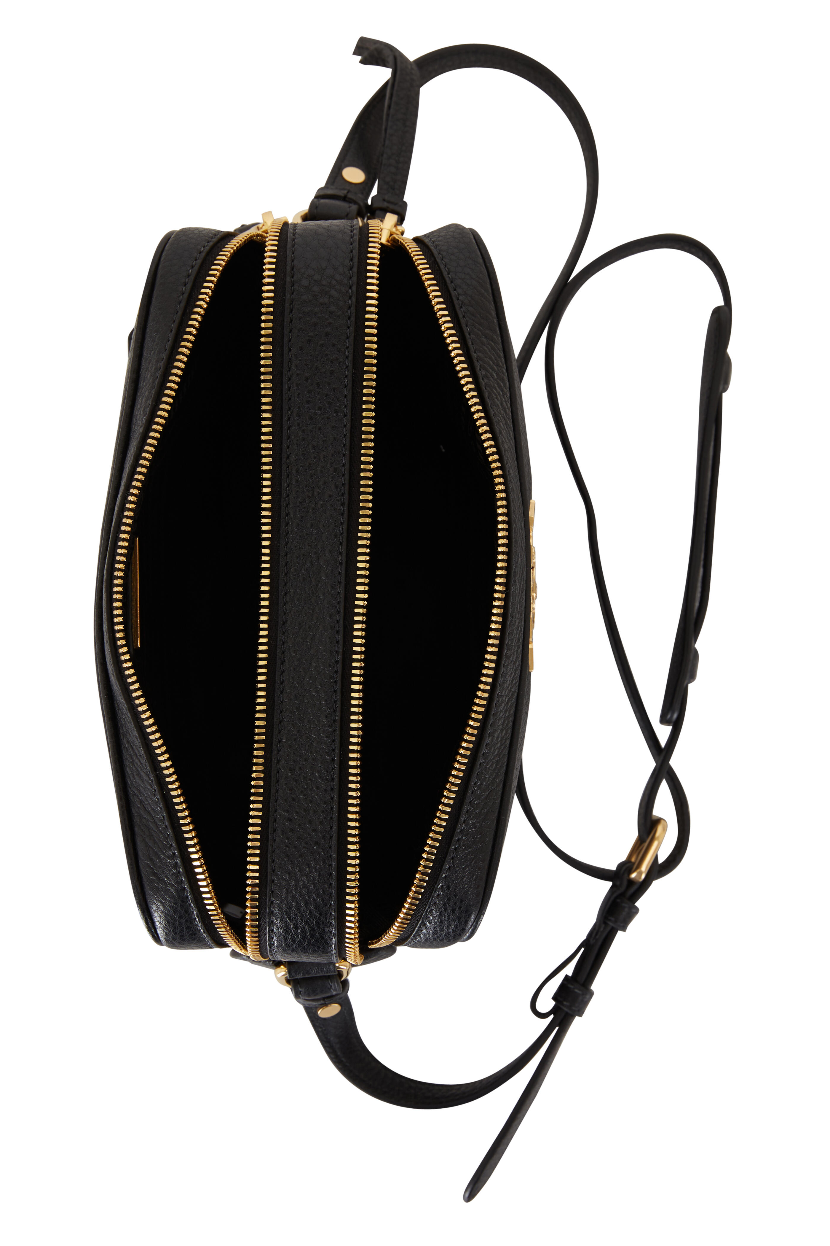 Prada - Black Grained Leather Double Zip Crossbody