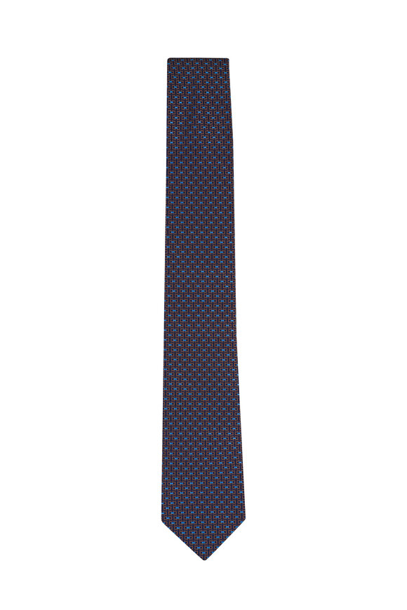 Ferragamo Brown And Blue Slik Necktie