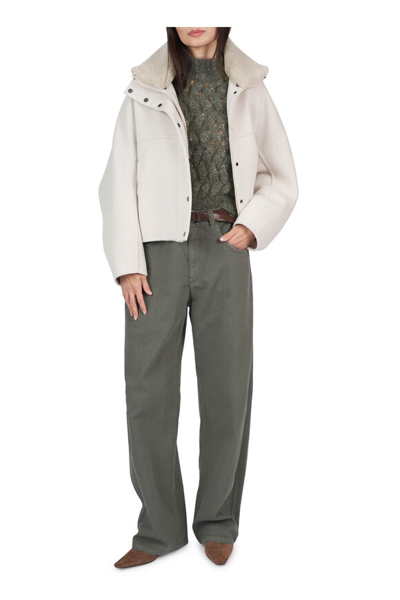 Brunello Cucinelli Off White Wool & Cashmere Coat - view 2