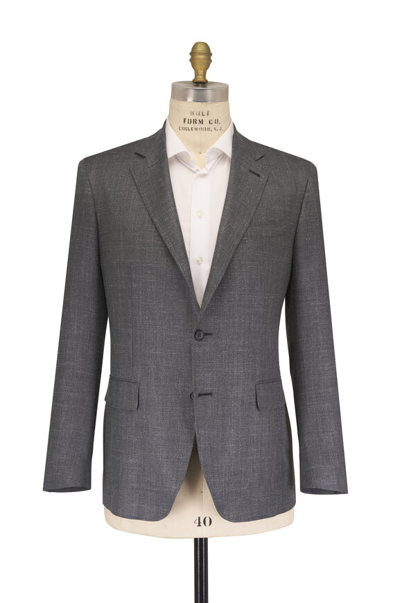 Canali Gray Mélange Wool, Silk & Linen Sportcoat - view 2
