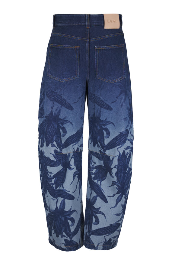 Loewe Dark Navy Denim Corncob Print Barrel Leg Jean - view 3