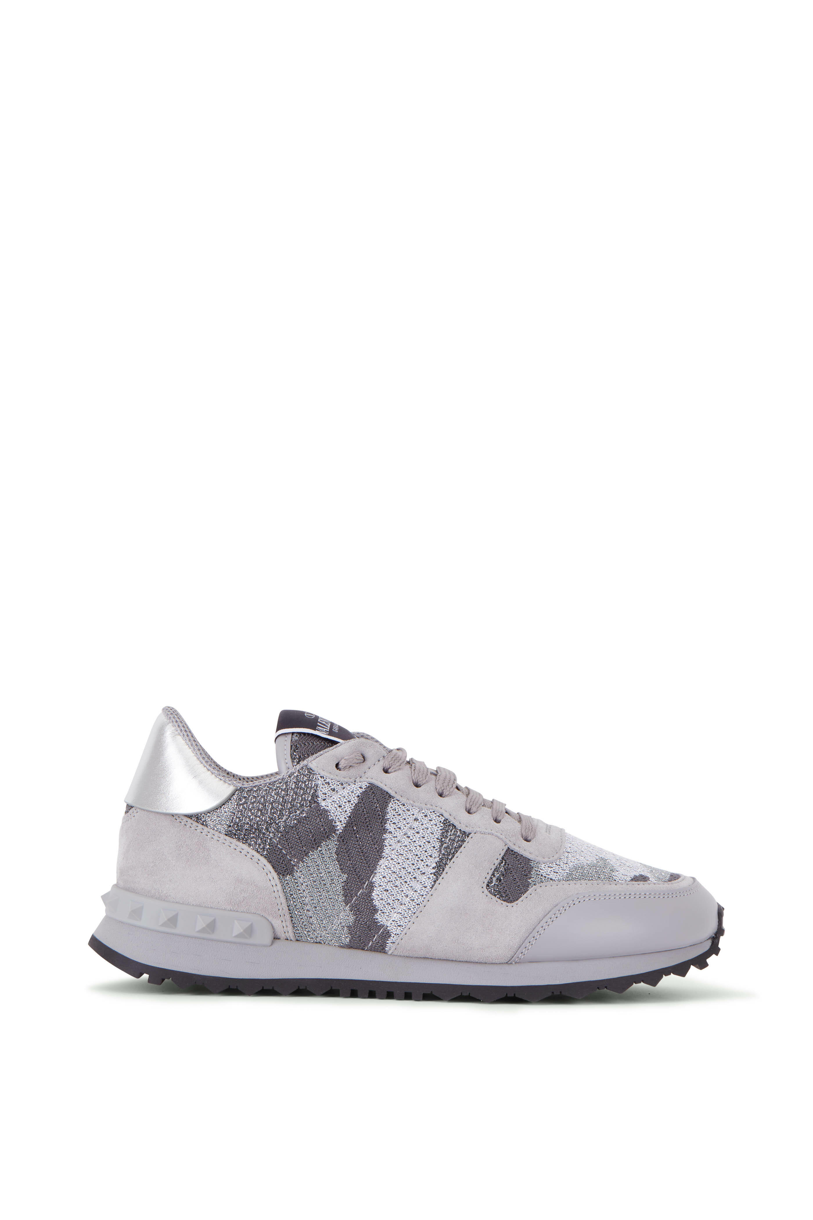 Valentino Garavani - White & Dark Gray Camo Knit Sneaker
