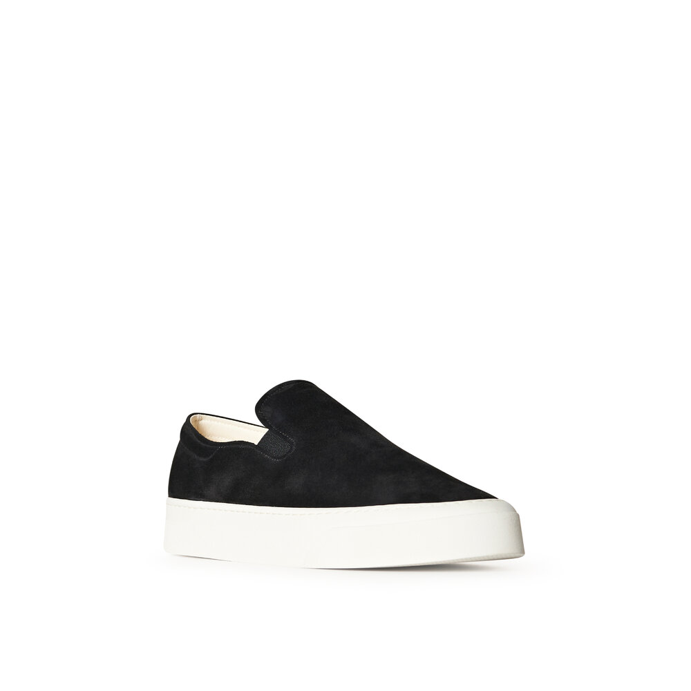 The Row - Marie Black Suede Slip On Sneaker | Mitchell Stores