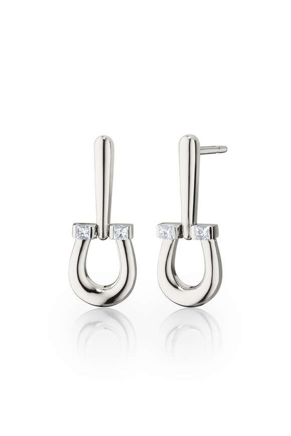 Monica Rich Kosann Sterling Silver White Sapphire Horseshoe Earring