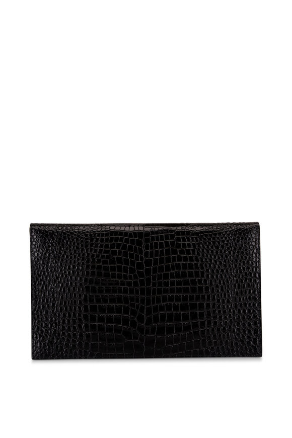 Saint Laurent - Black Uptown Embossed Patent Leather Clutch