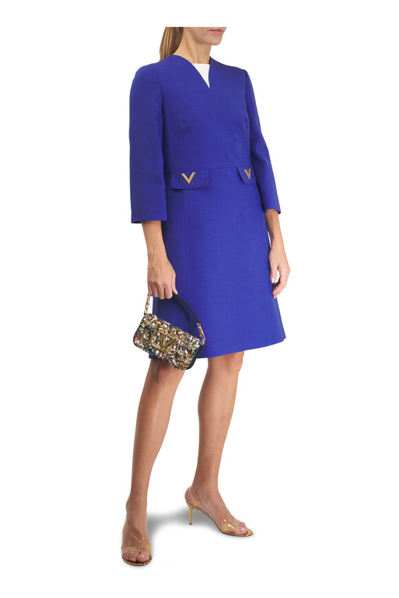 Valentino Admiral Blue Crepe Couture Midi Dress - view 2