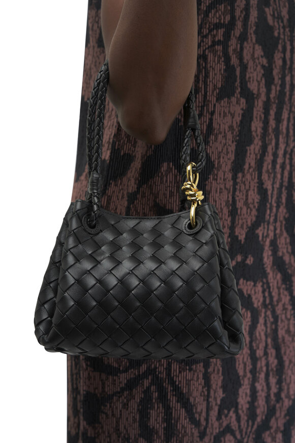 Bottega Veneta - Small Parachute Black Intrecciato Shoulder Bag