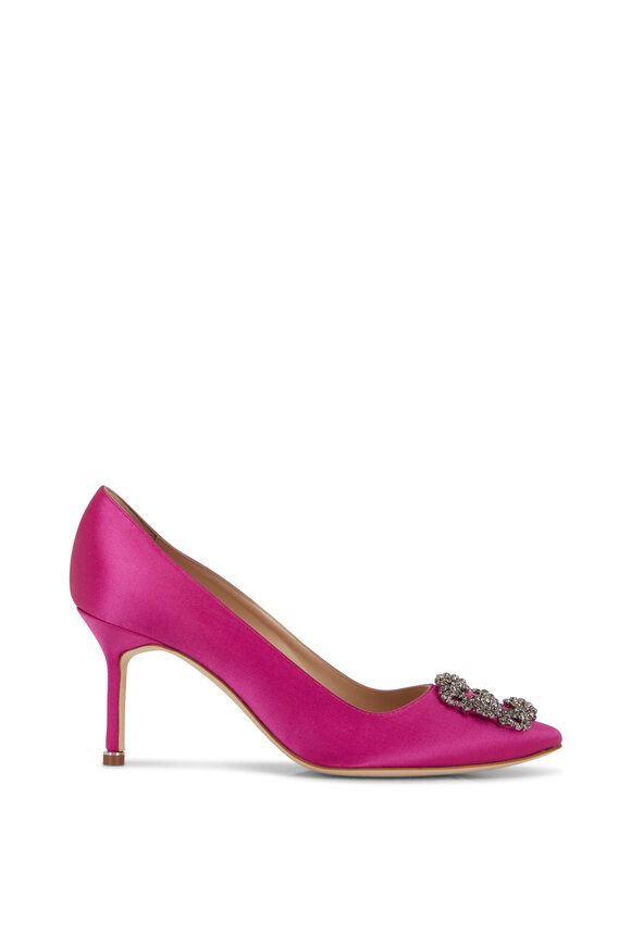 Manolo Blahnik - Hangisi Fuchsia Satin Pump, 70mm