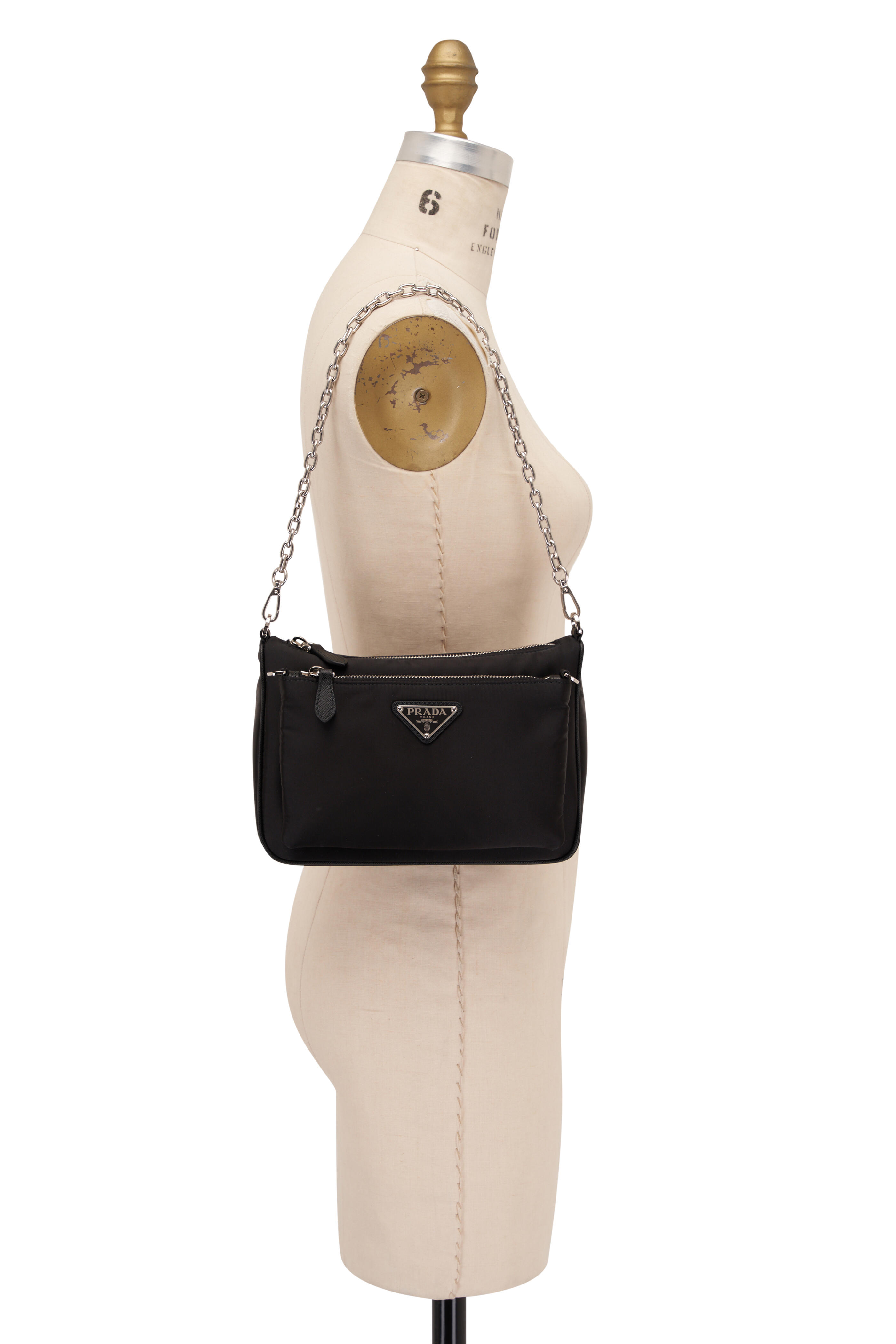 Pocket Small Re Nylon Shoulder Bag in Black - Prada