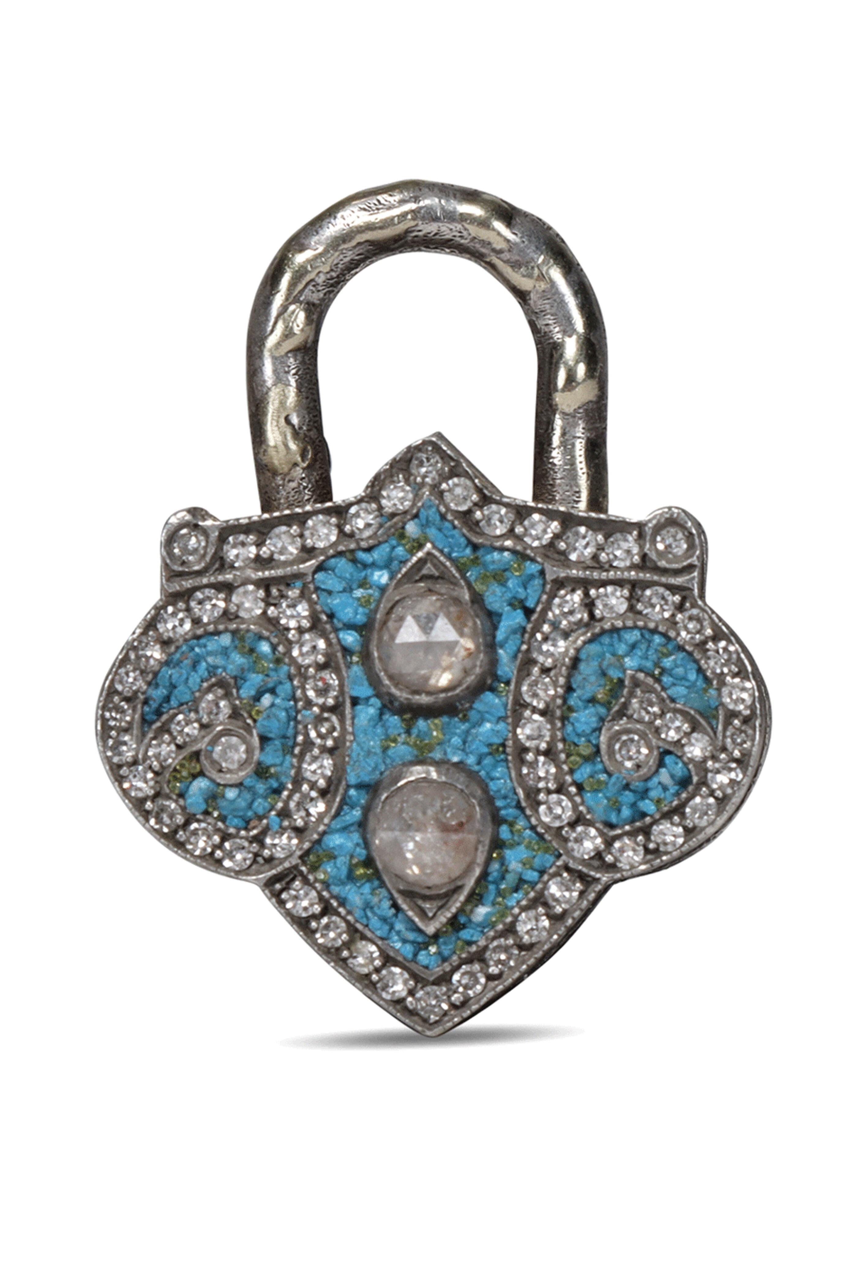 Sevan Bicakci - Micro Blue Mosaic Lantern Padlock Pendant