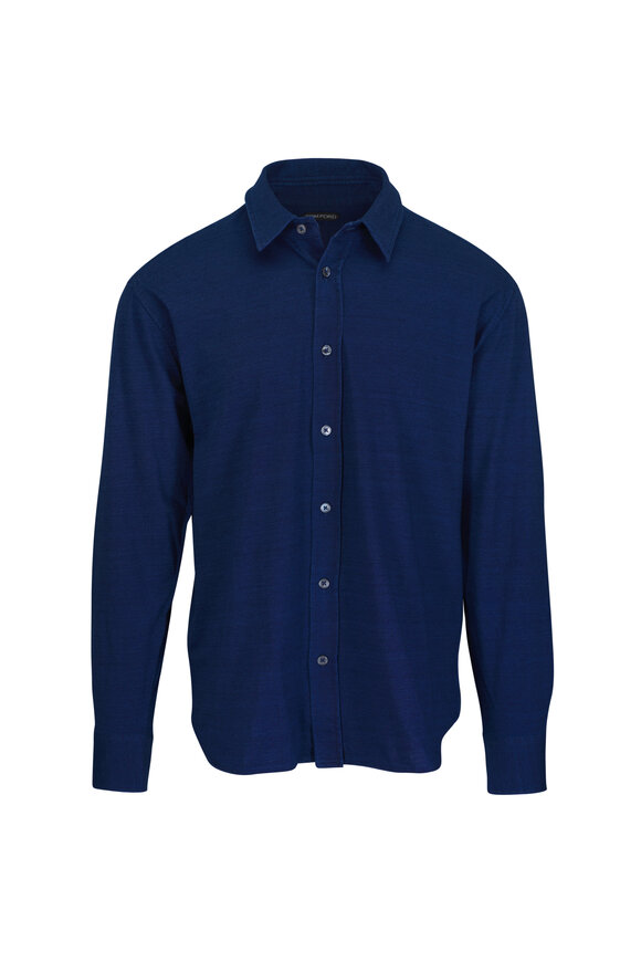 Tom Ford Midnight Cotton Indigo Sport Shirt