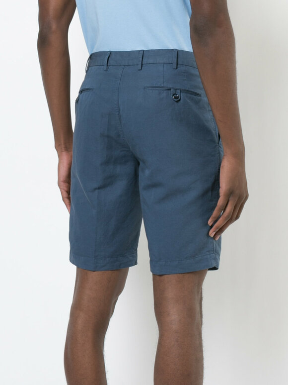 PT Torino - Navy Blue Linen Blend Bermuda Shorts 