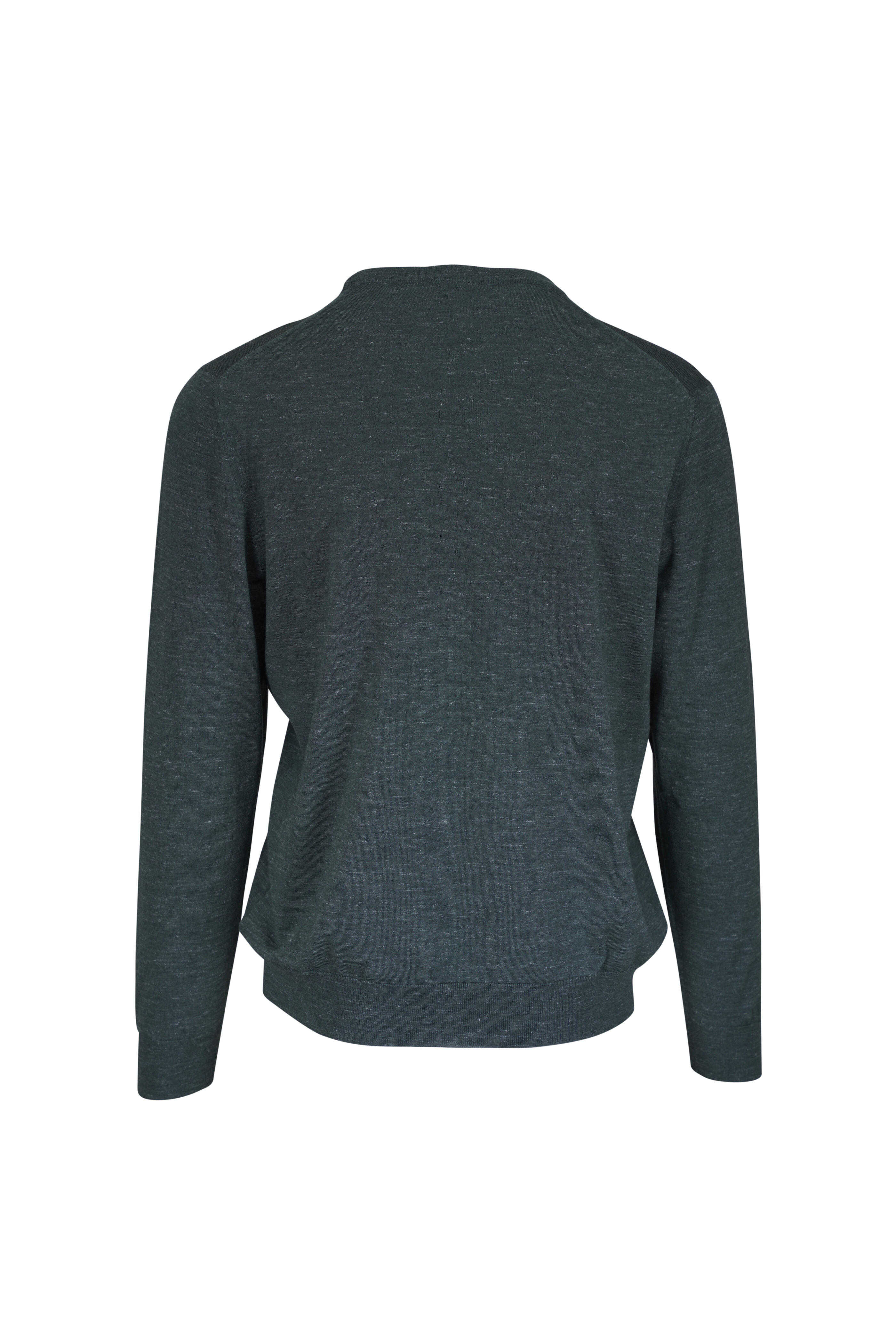 Kiton - Olive Green Silk, Cashmere & Linen Sweater Kiton - Olive Green Silk, Cashmere & Linen Sweater