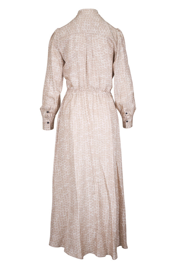 Kiton Beige Silk Long Sleeve Maxi Dress - view 3