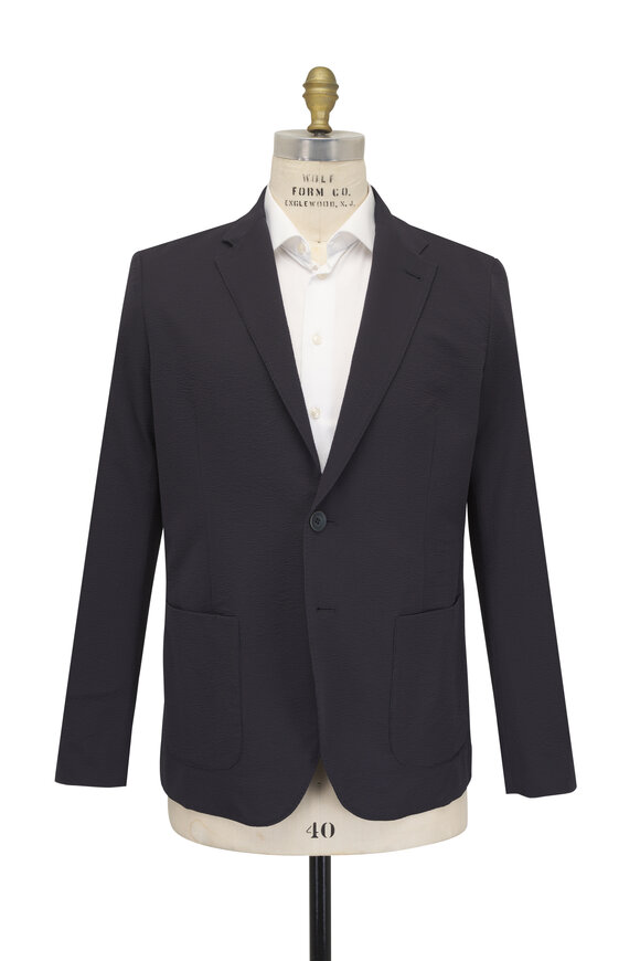 Herno Navy Seersucker Blazer - view 4