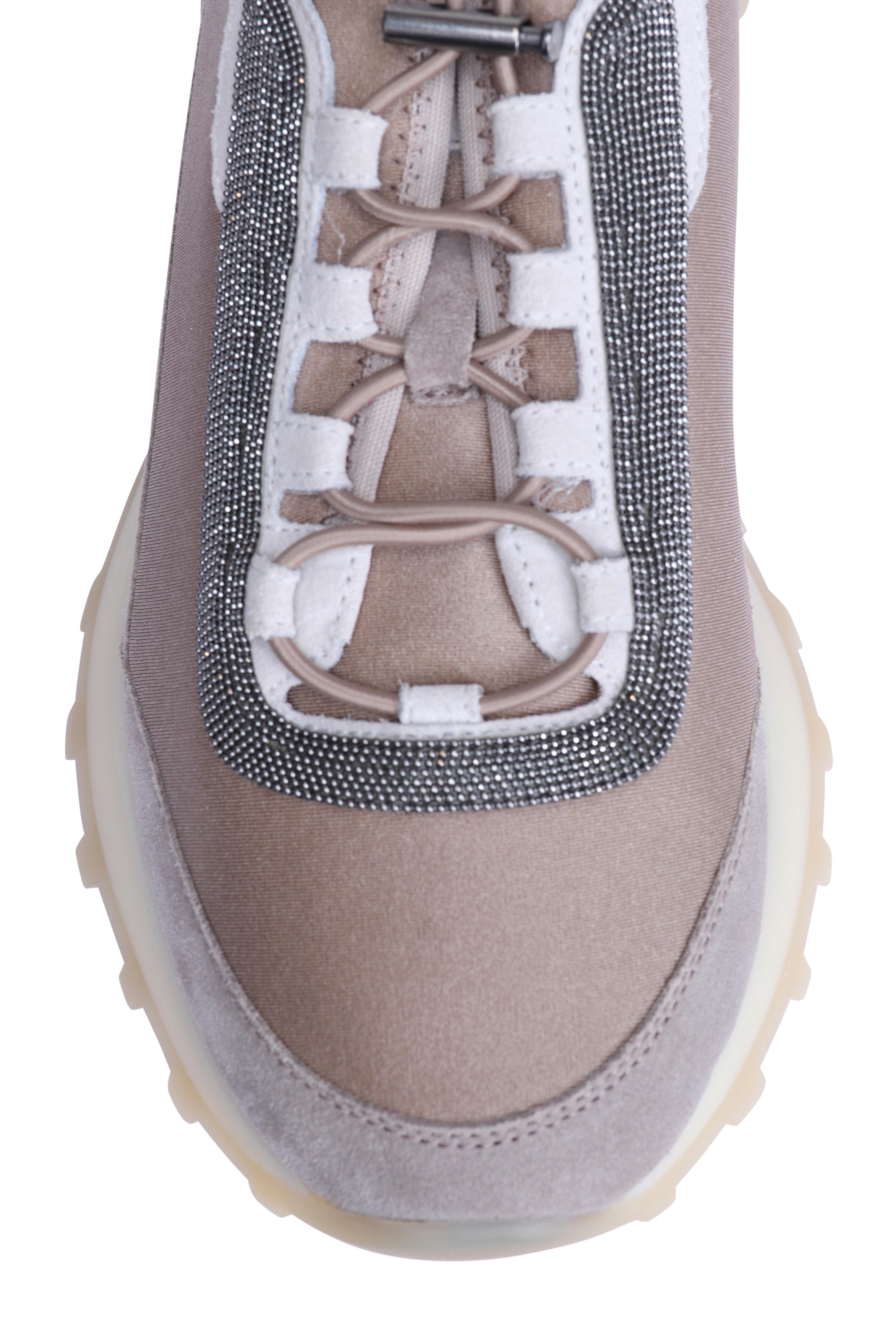 Brunello Cucinelli - Beige Techno Fabric & Suede Drawstring Sneaker