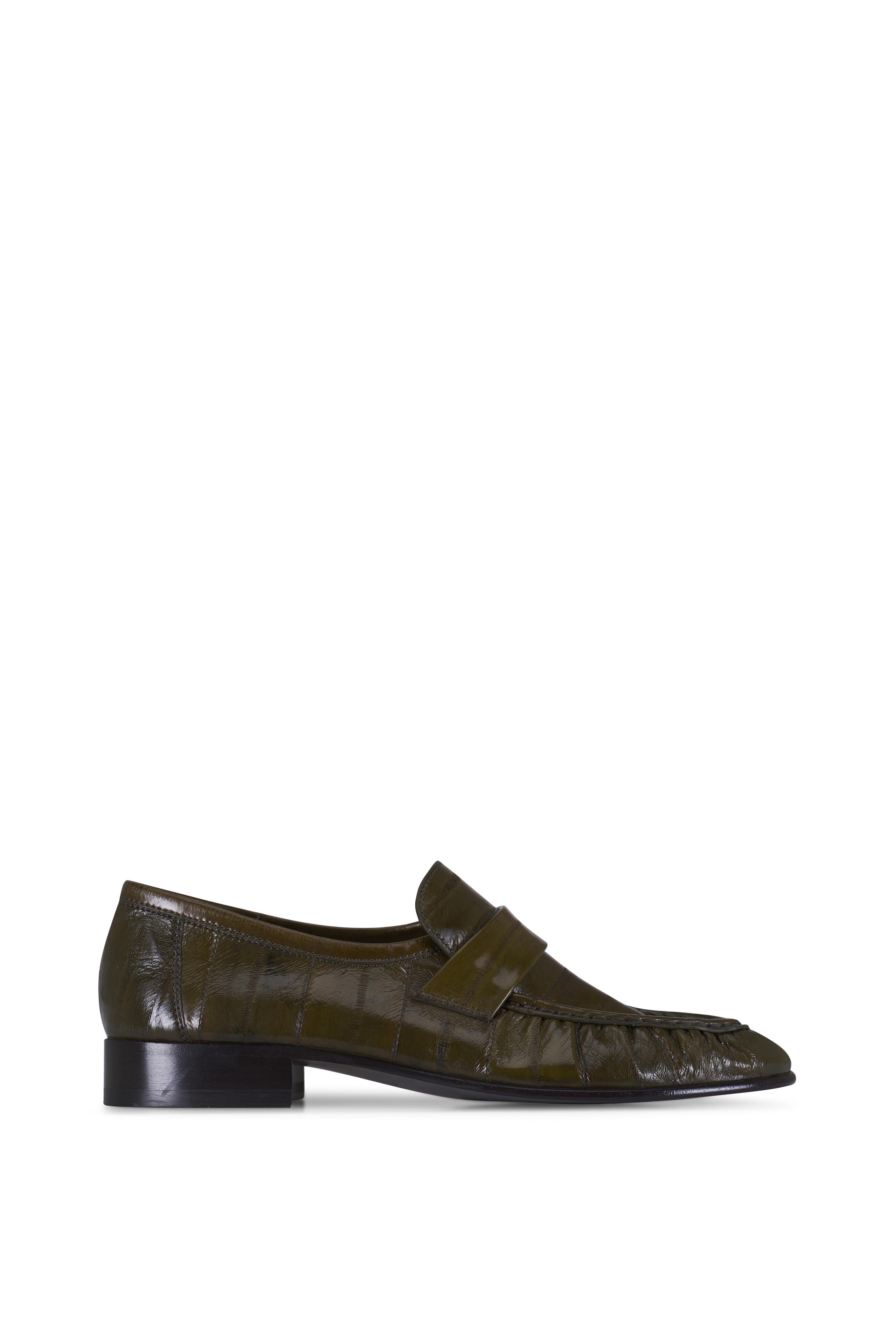 The Row - Olive Leather Soft Loafer