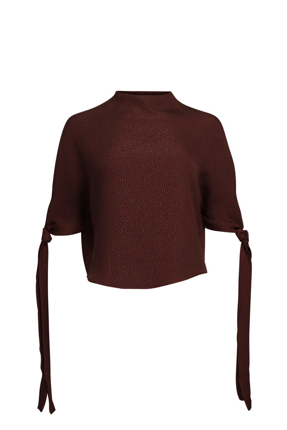 Edeline Lee Pedernal Brown Flou Bubble Jacquard Top