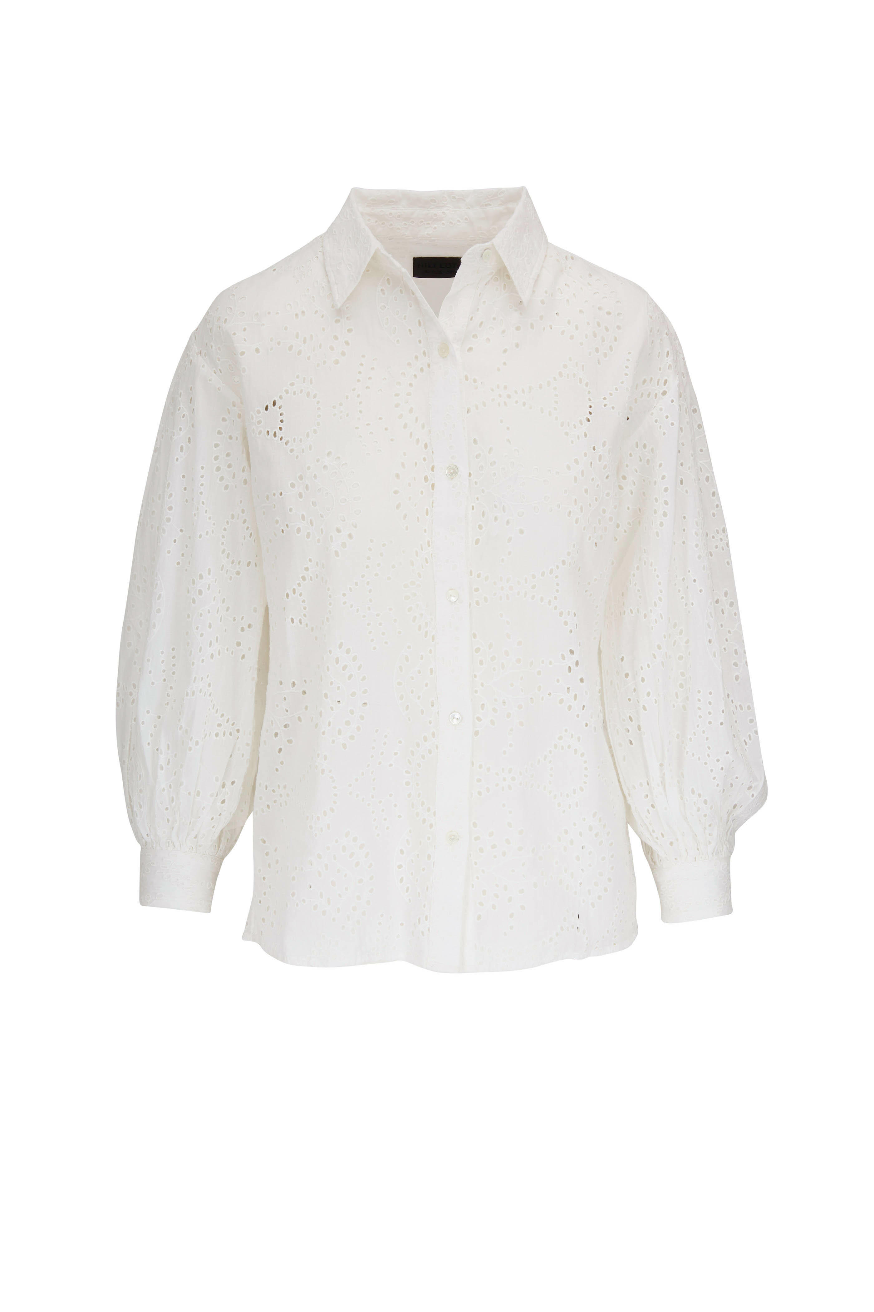 Ivory Eyelet Top - Embroidered Cotton Top - Button-Up Top - Lulus